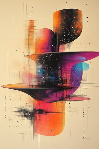 抽象几何船型浮城梦幻景