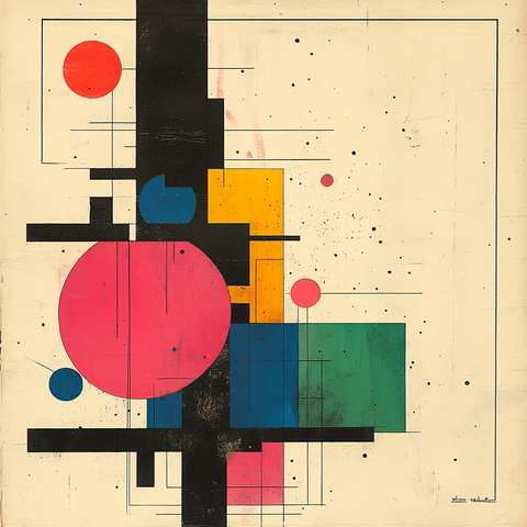 几何图形点线组合插画