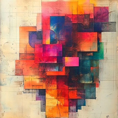 水彩画图纸拼贴艺术