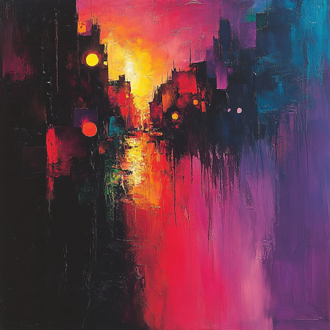 暮色城市街道人群涌动