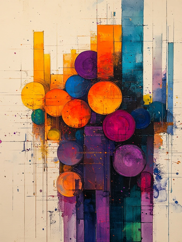 重叠圆圈与矩形色彩