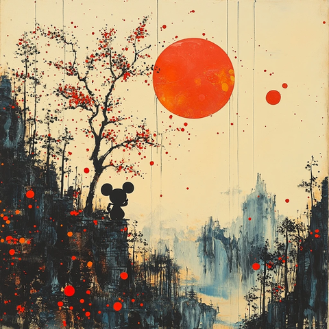 米老鼠与吴冠中山水画