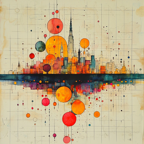 抽象绘卷天际线植物图谱