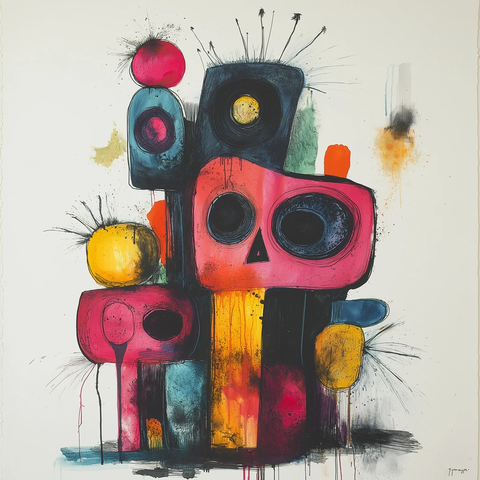 腐烂水果水彩画