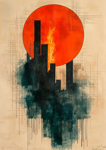 摩西燃烧荆棘卷轴抽象拼贴