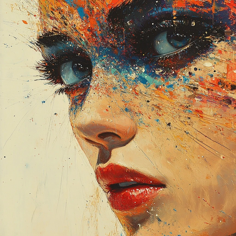 线条点彩数字肖像