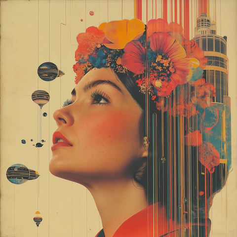 花卉头饰与浮动乐器