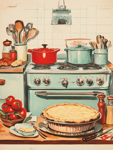 年代烹饪艺术插画
