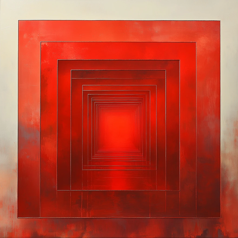 红色方形渐变边框中心镂空