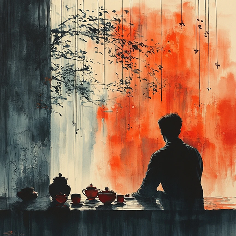 男子思考阴影戏剧风格