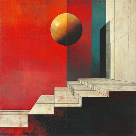 几何结构悬浮平台球体