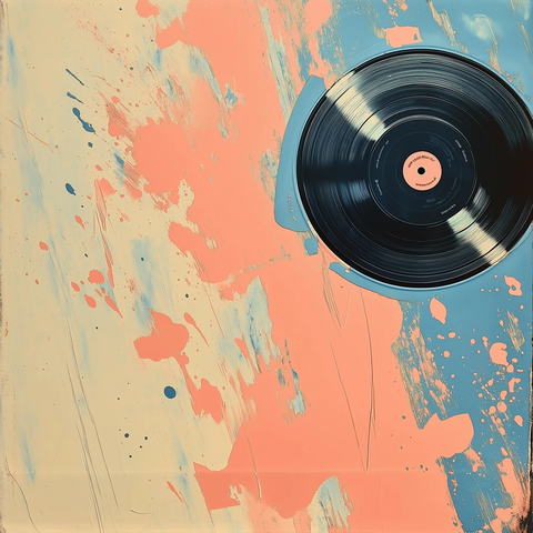 复古唱片与抽象彩绘