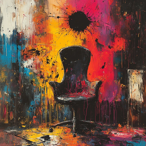 油彩泼洒办公室人体