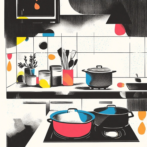 厨房锅具慢炖烹饪场景