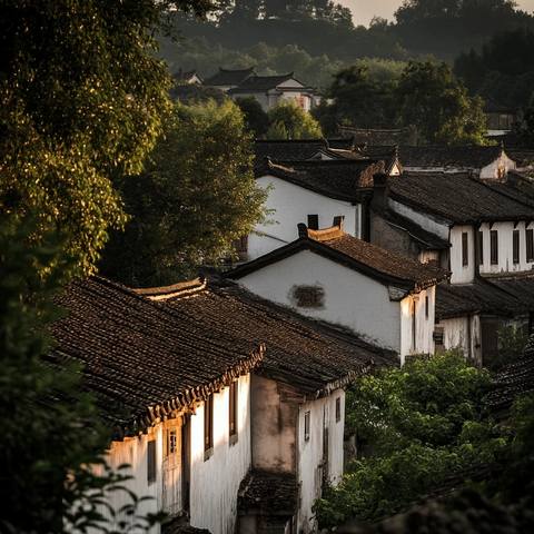 乡村房屋全景尽显古朴韵味