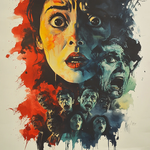 幽灵僵尸水彩恐怖