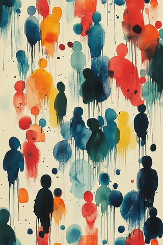 水彩人体动态抽象形状