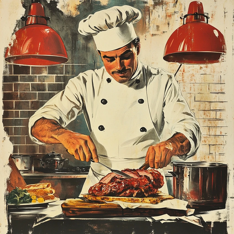 厨师制作猪肉三明治