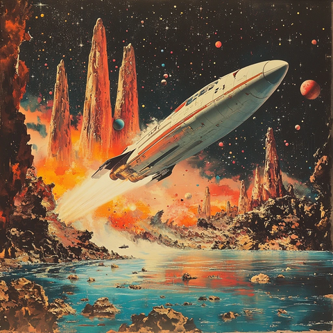 太空船掠过异星表面