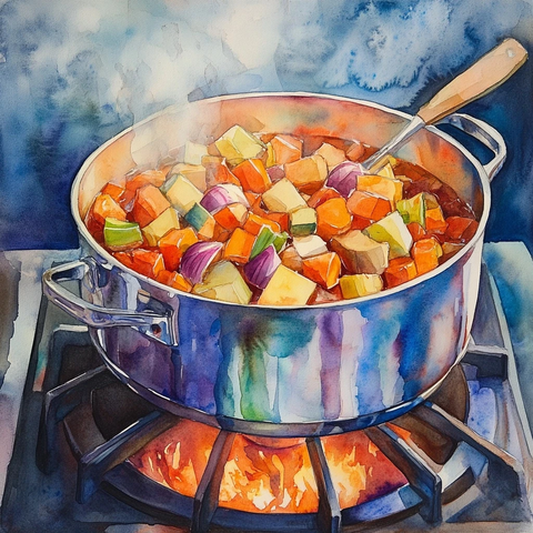 炖锅中的蔬菜炖汤