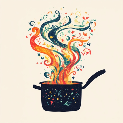 烹饪锅蒸汽艺术图案