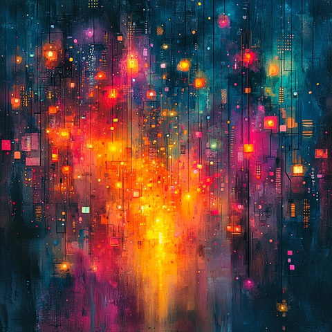 水彩城市与几何浮形