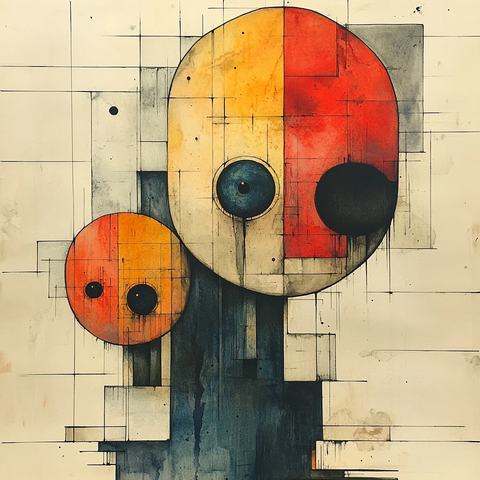 水彩黑墨风格画