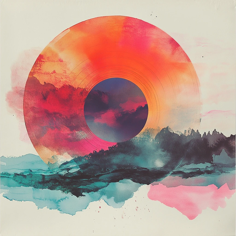 水彩图案唱片设计