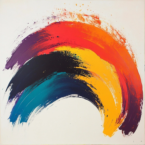 多色宽边曲线笔触