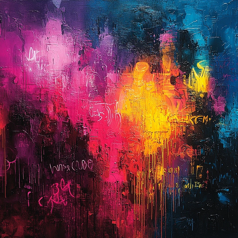 暗色调霓虹文字交织