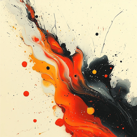 红色火焰抽象艺术线描