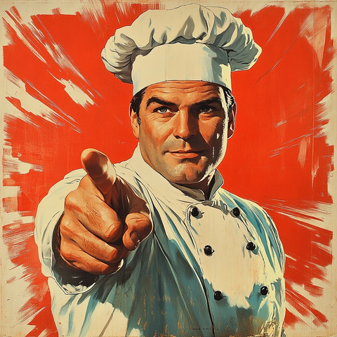 复古厨师漫画插画