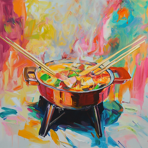 抽象艺术绘画火锅食材