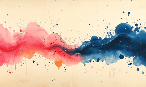 粉色蓝色水彩泼溅效果