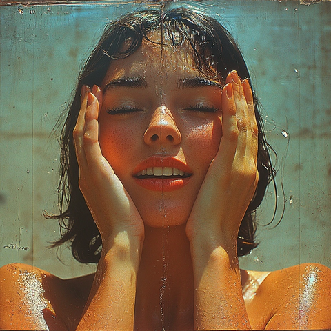 女子双手遮眼等待惊喜