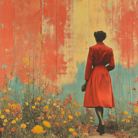 女人走秀花墙纸