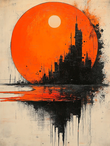 圆形抽象黑白橙黄