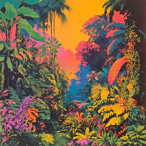 丛林树叶中的欢快空地