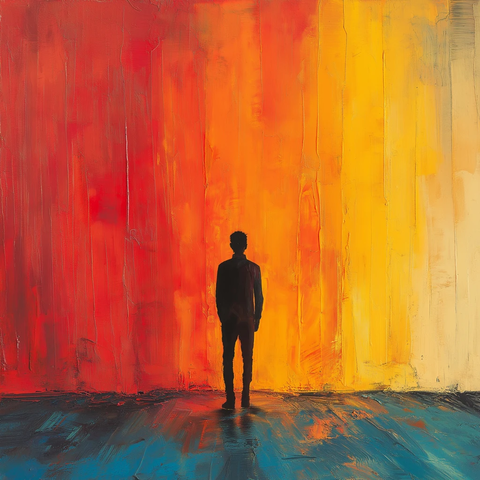 男性剪影彩色背景