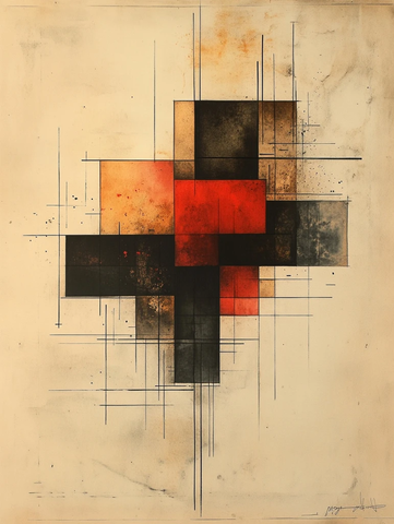 十字构图线描石材纹理