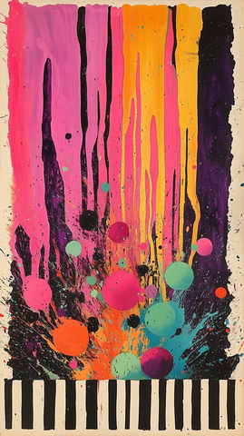 油彩爆裂黑白条纹底