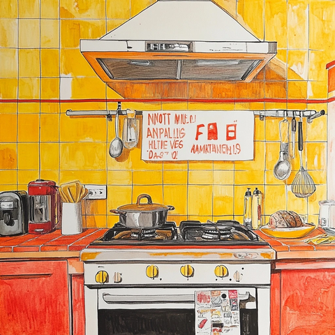 厨房炊具排气扇瓷砖标语