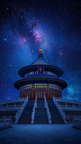 星空下的天坛全景