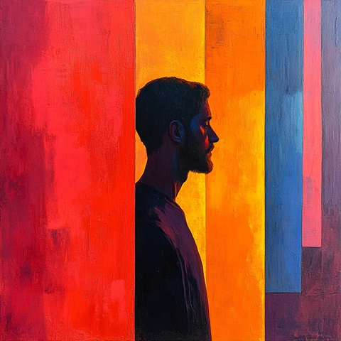 阴影男子与几何图案