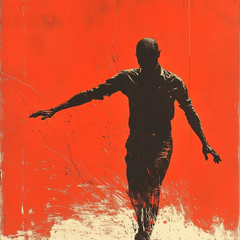 黑人走钢丝保持平衡