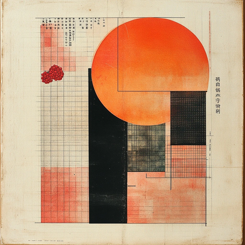 半圆矩形日本字图案设计