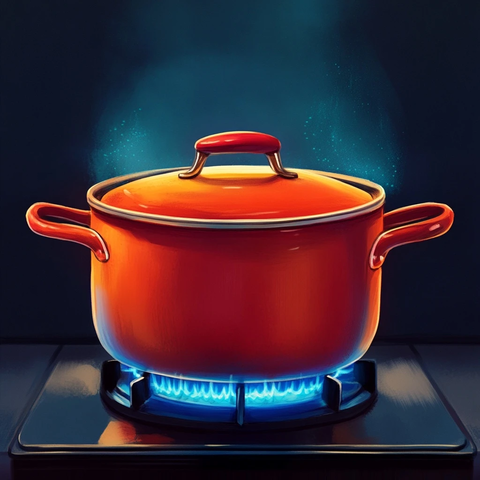 红色把手热锅插画