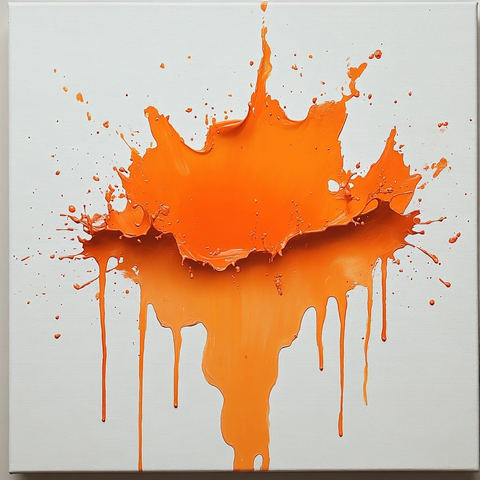 橙色颜料滴落白色画布