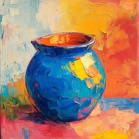 纯色花瓶印象派油画