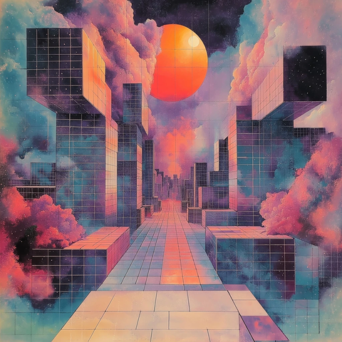 蒸汽波立方体艺术